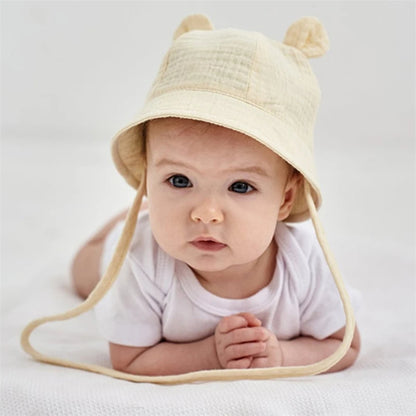 Spring Autumn Solid Color Soft Baby Bucket Hat Cotton Fisherman Hats Kids Summer Toddler Boy Girls Panama Sun Cap Children 0-12M