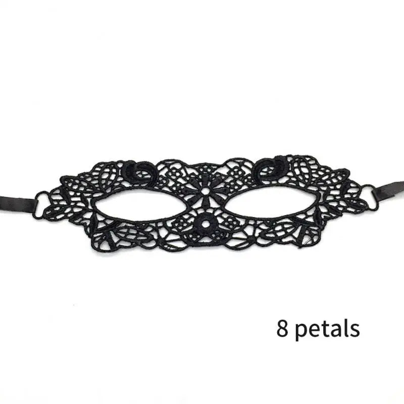 EtherealBe women's black lace masquerade mask with intricate floral design and adjustable straps