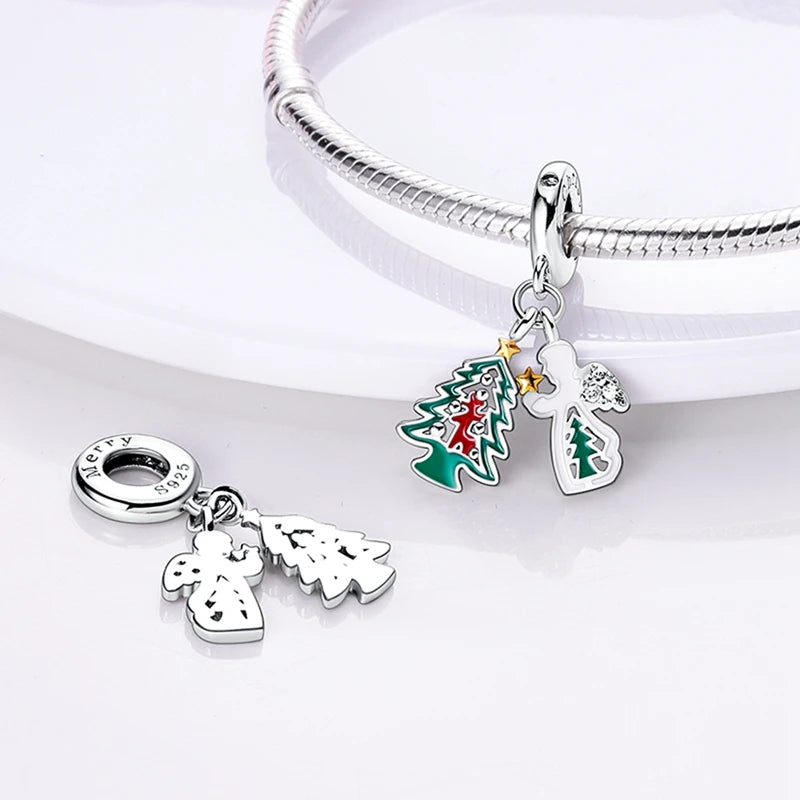 Halloween Christmas 925 Silver Charms Fit Original Bracelet For Women Jewelry Snow Christmas Tree Santa Claus