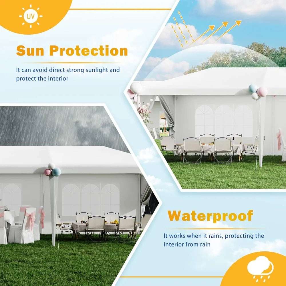 Party Tent 10'x30' Outdoor Wedding Canopy Tents with Removable Sidewalls Heavy Duty Event Booths Waterproof Gazebo Shelter