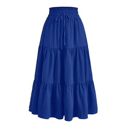 Women'S Boho Vintage Floral Print Maxi Skirt Elastic High Waist Pleated Flowy A Line Long Skirts Toddler Fall 2024 Falda Short