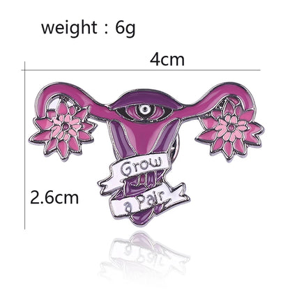 Uterus Feminist Grow Pins Enamel Brooches for Women Lapel pin Metal Badge Collar Jewelry Gifts For Doctor Nurse