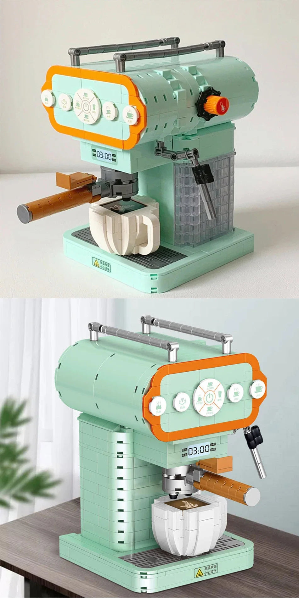 Classic Creative Coffee Machine Mini Diamond Model Building Blocks  City Friend Bricks Toys for Kids Adult Gifts