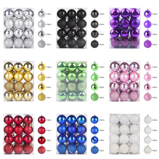 24Pcs Christmas Ball Pendent Decoration Xmas Tree Gold Glitter Hanging Ornament Ball Home Xmas Party Decor Navidad Gift Supplies