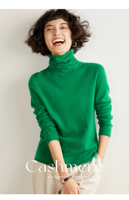 New Women's Cashmere Sweater 100% Pure Cashmere Knitted High Collar Hoodie Hot Selling Soft Solid Color Women's Top