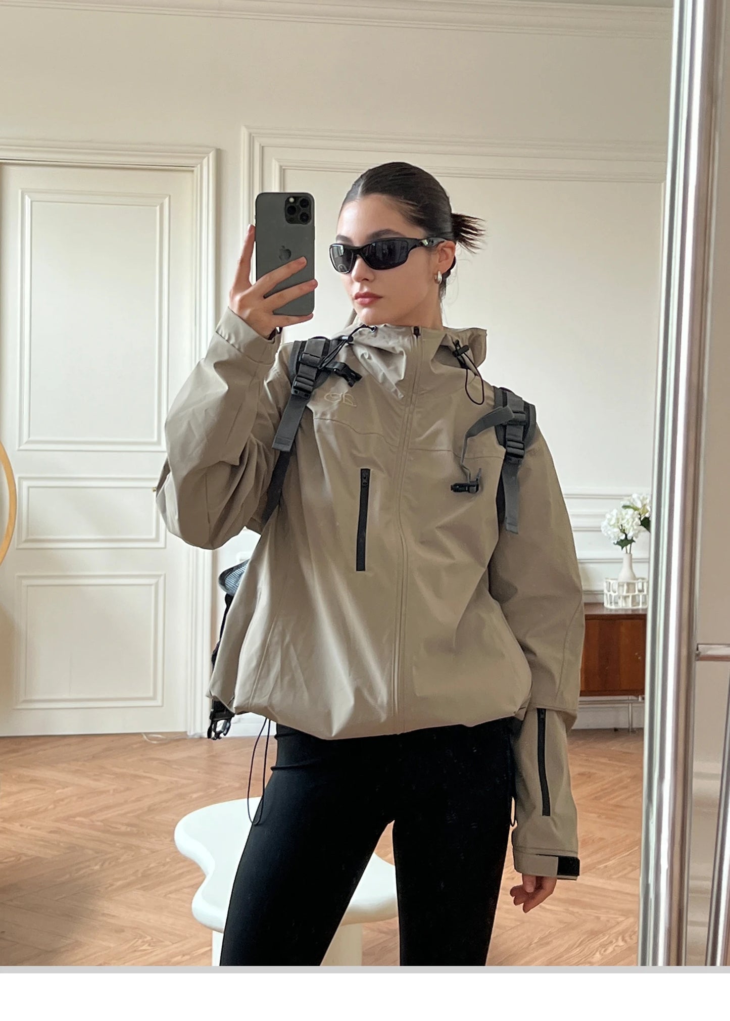 Autumn Outdoor Jacket Women Vintage Hooded Windbreaker Ladies Casual Loose Zipper Jackets Female Neutral Style Sporty Coat