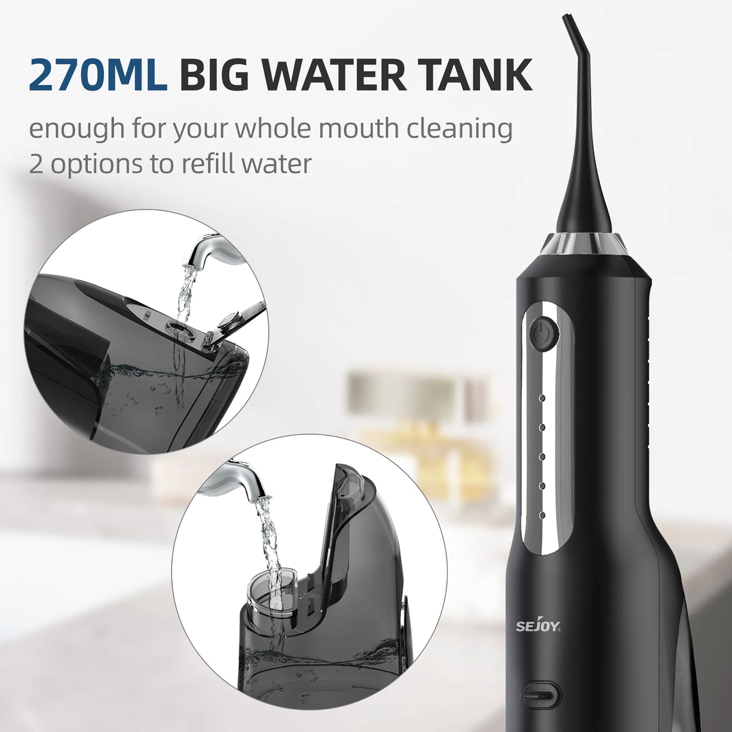 SEJOY Water Flosser for Teeth Irrigator Teeth Whitening Tool Portable Water Pick Personal Care Appliances Dental Teeth Cleaner