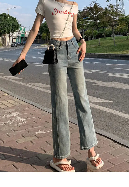 2025 Women  Jean Japan Vintage Style Low-Waisted Slimming Jeans Women's Bell-Bottom Pants Summer Season Fashion Y2K Jeans