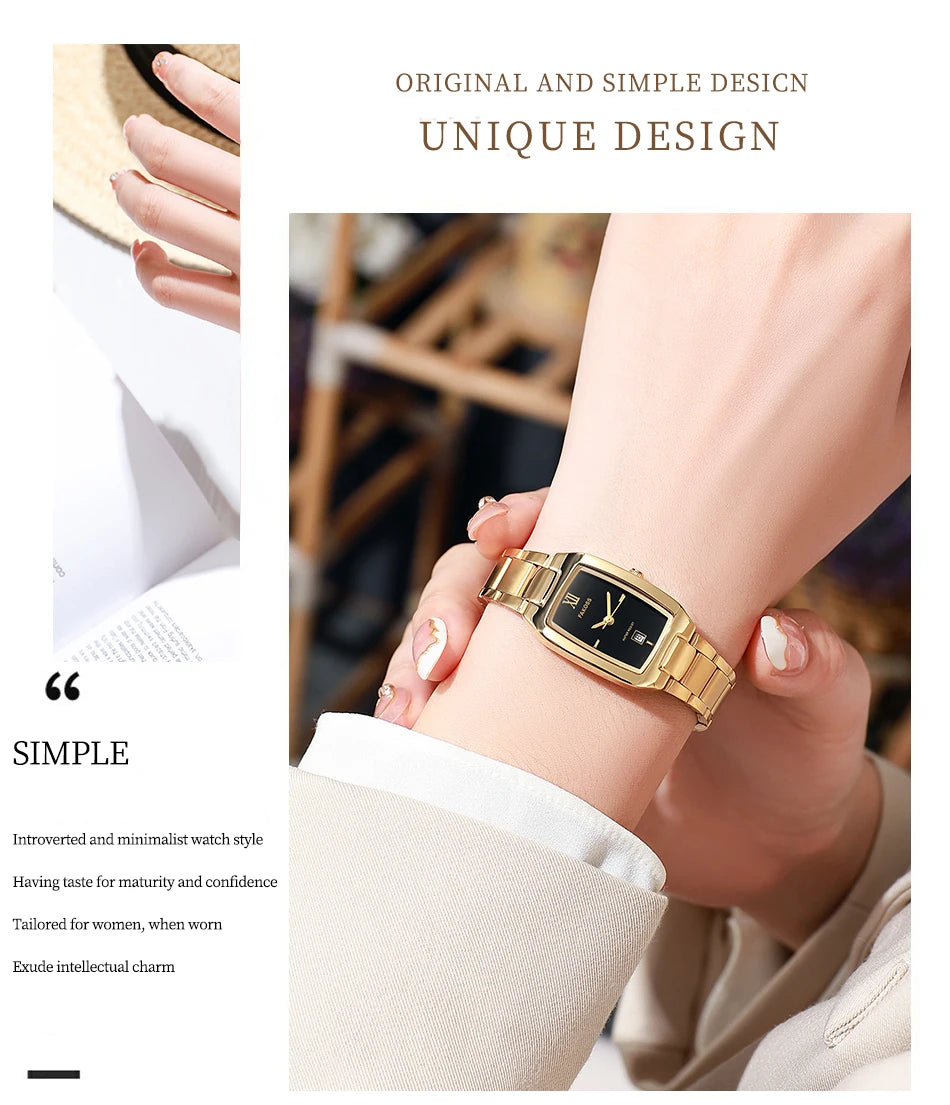 WWOOR Luxury Woman's Watch Elegant Waterproof Stainless Steel Watch for Ladies Dress Square Quartz Women's Watches Reloj mujer