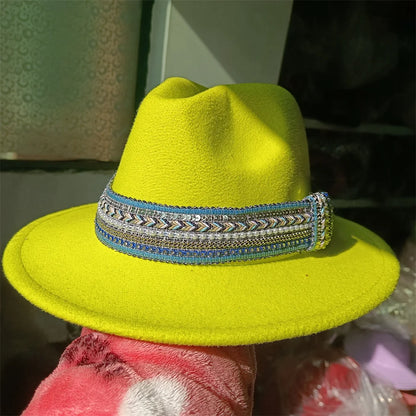 Embroidered three-dimensional flower fedora hat Women's jazz top hat Spring and autumn panama church fashion elegant wedding Hat