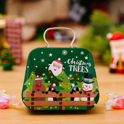 Christmas Tin Gift Box Metal Candy Box Square Candy Storage Containers for Holiday Xmas Supplies Happy New Year