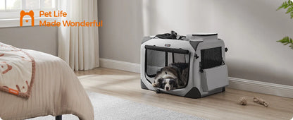 Feandrea 32 Inches Collapsible Soft Dog Crate, Portable Travel Dog Crate for Indoor and Outdoor Use, Dog Carrier Kennel