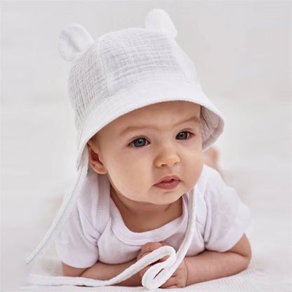 Spring Autumn Solid Color Soft Baby Bucket Hat Cotton Fisherman Hats Kids Summer Toddler Boy Girls Panama Sun Cap Children 0-12M
