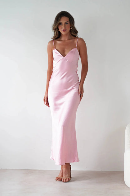 EtherealBe Sexy Satin Halter Dress in Olive Green
