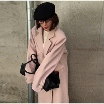 Single Breasted Women 's Winter Jacket Elegant Laple Pockets Thicken Full Sleeve Coats Female 2025 Autumn Winter Woman clothes