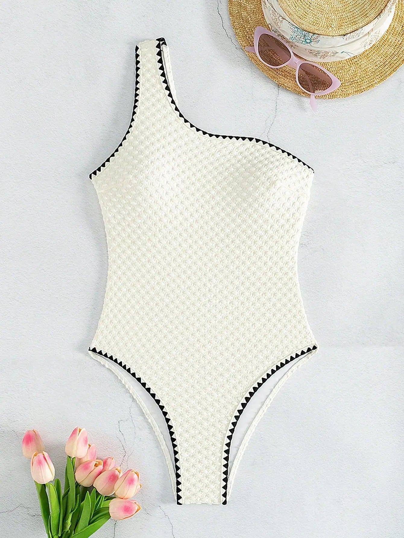 Swimwear White 2 Piece Strapless Swimsuit for Women Sexy Bandeau Backless Bikini Set Lace-up Patchwork Bathing Suit 2025 New