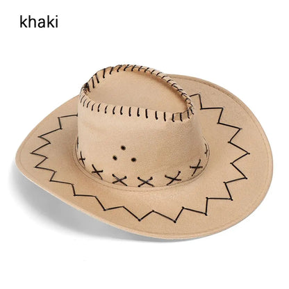 Women Men Cowboy Hat Western Suede Cowgirl Hats Fashion West Fancy Dress Party Headwear Unisex Cap