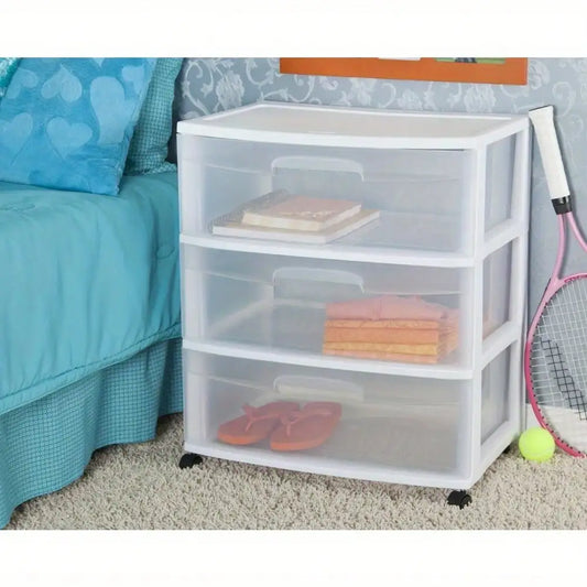 Large home 3-type drawer storage trolley, which can even be doubled as a bedside table, allows for clear identification of items