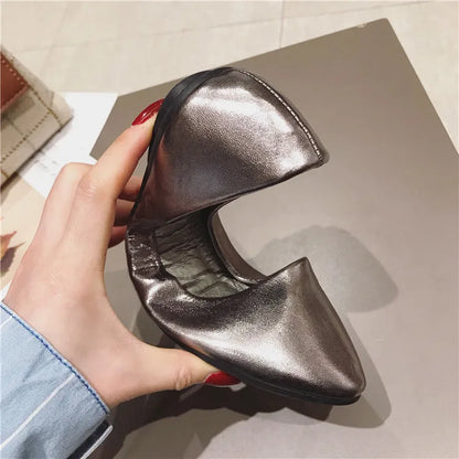 New Women's Shoes Bright Surface Soft Leather Comfortable Flat Shoes Pointed Solid Color Shallow Mouth Single Shoe Zapatos Mujer