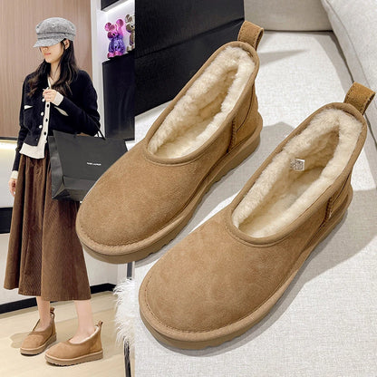 2025 Women Winter Ultra Mini Boot Designer Australian Platform Boots for Leather Warm Ankle Fur Booties Luxury Boots round toe