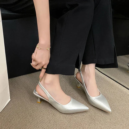EtherealBe Mid Heel Pointed Toe Slingback Shoes