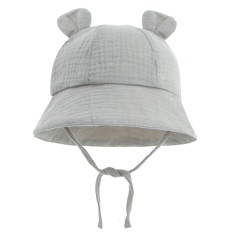 Spring Autumn Solid Color Soft Baby Bucket Hat Cotton Fisherman Hats Kids Summer Toddler Boy Girls Panama Sun Cap Children 0-12M