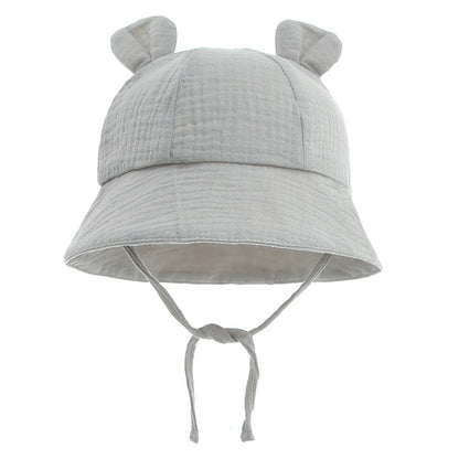 Spring Autumn Solid Color Soft Baby Bucket Hat Cotton Fisherman Hats Kids Summer Toddler Boy Girls Panama Sun Cap Children 0-12M