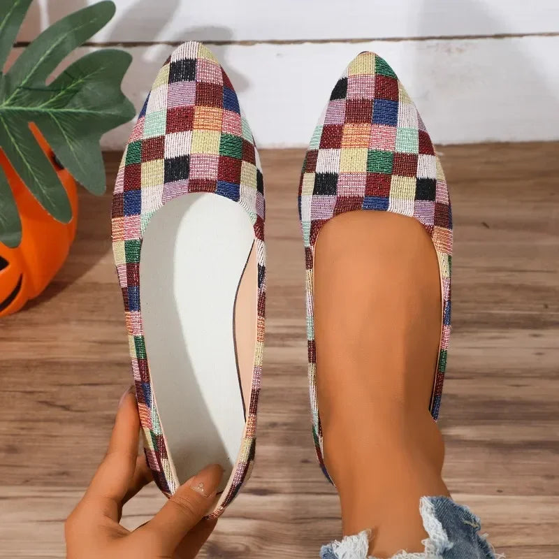 Women's Shoes Loafers Ballet Flats Pointed Toe Barefoot Slip-on Casual Flat Heel Comfortable Random Pattern Woman Shoe Size 43