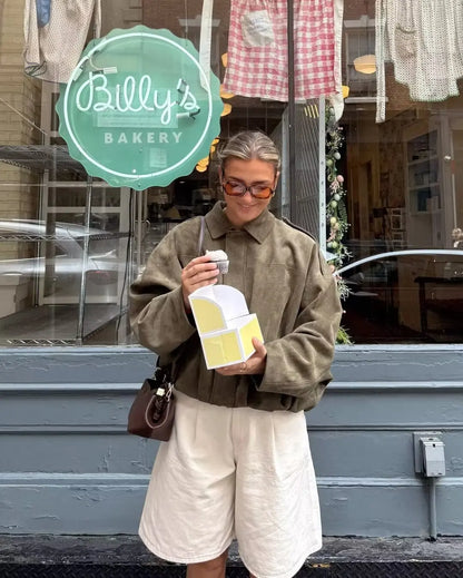 Women's 2025 new Jackets Autumn Fashion Loose Bat Sleeves Elegant Women's Jackets Chic Street Youth Autumn Long Sleeves Coats