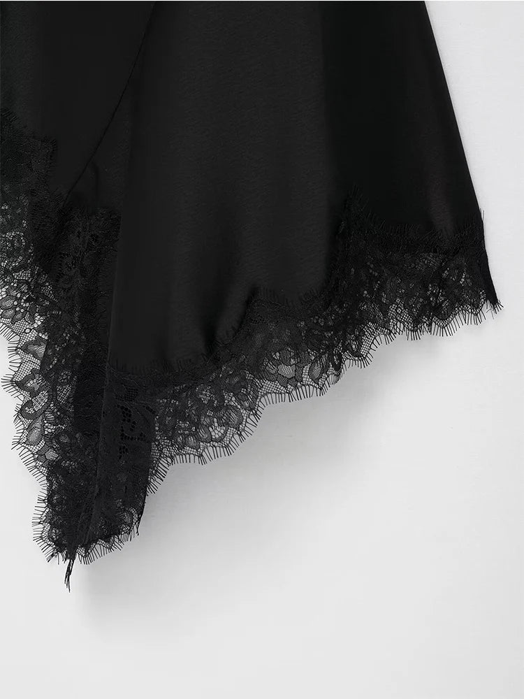 2025 Sexy Lace Spliced Sling Dresses For Women Elegant Sleeveless Backless Irregular Hem Dress Lady Chic Holiday Party Wear