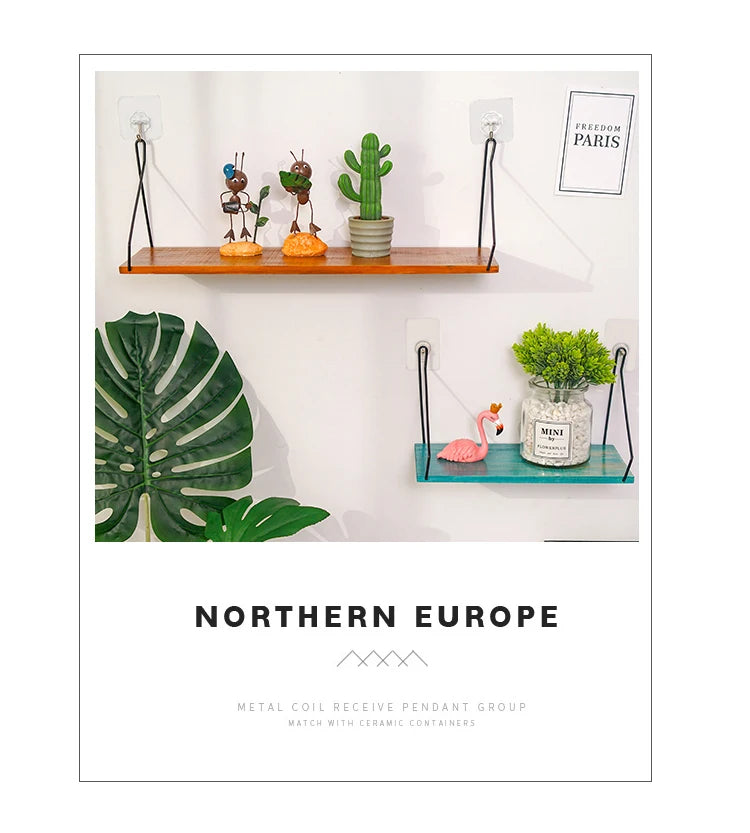 Nordic Wooden Wall Hanging Shelves Living Room Decor Display Stand Home Wall Decoration Bedroom Storage Shelf