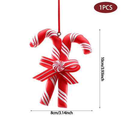 Christmas Decoration Red Christmas Candy Canes Christmas Tree Hanging Pendants Xmas New Year Home Decorations Kids Toys Navidad
