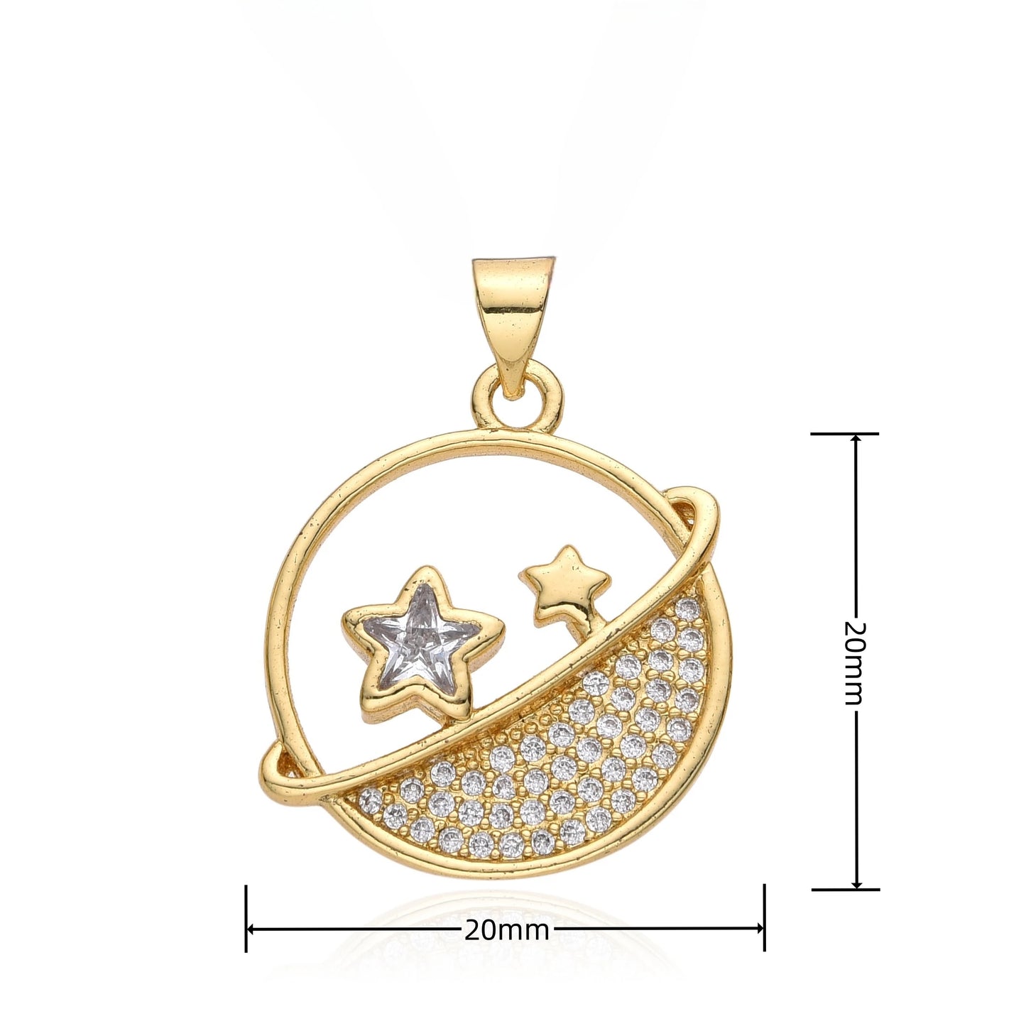 Y2K Gold Color Saturn Charms Micro-inlaid CZ Necklace for Women Planet Choker Chain Pendant DIY Jewelry Christmas Gift Wholesale
