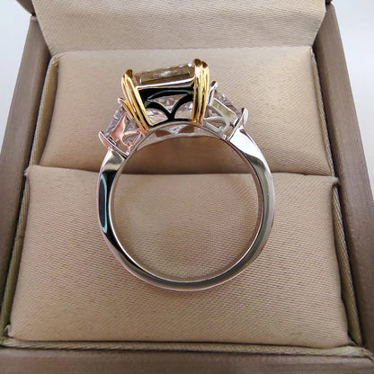 Luomansi 10*10MM Crushed Ice High Carbon Diamond Ring 100%-S925 Silver Ladies Jewelry Wedding Party Crystal Gift