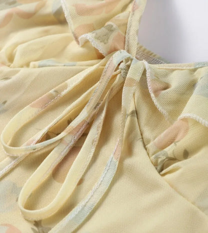 Summer Flower Printed Women's Sexy Low-cut Dress Sleeveless Backless Slim Sling Dresses 2025 Beach Vacation Lady Vestidos