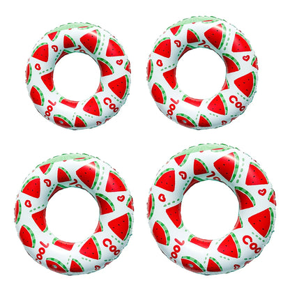Summer Inflatable Swim Ring Watermelon Pattern PVC Pool Floats Leakproof Striped Pool Rings for Adult Kids Pool Beach Party ﻿