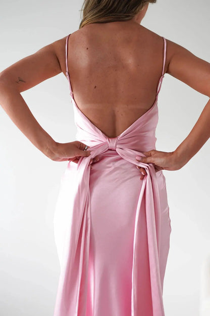 EtherealBe Sexy Satin Halter Dress in Olive Green