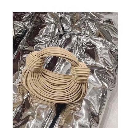 Handbags for Women 2023 New in Gold Luxury Designer Brand Handwoven Noodle Bags Rope Knotted Pulled Hobo Silver Evening Clutch
