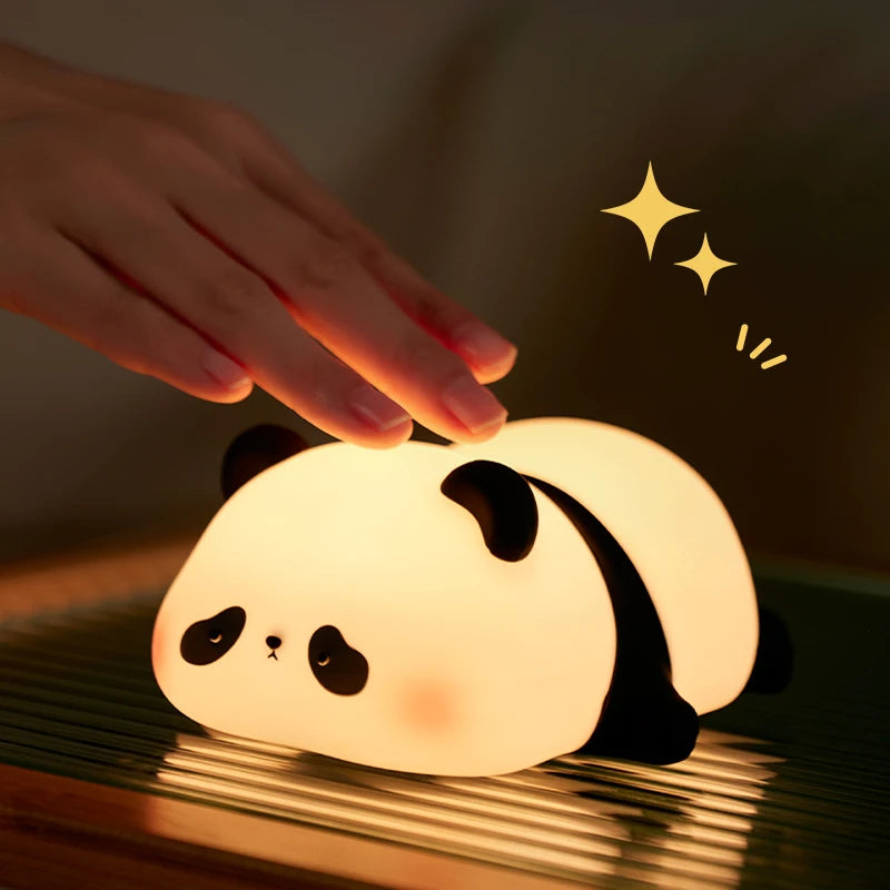 Night Light Cute Animal Panda Rabbit Duck Lovely Silicone Lamp Cloud Star Christmas Gift for Kids USB Recharge Warm Soft Light