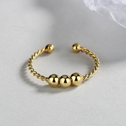 New Fidget Beads Rings for Women Men Rotate Freely Anti-stress Anxiety Ring Worry Stress Relief Jewelry Adjustable Stacking Ring
