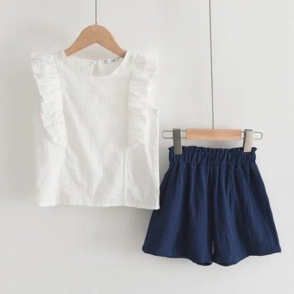 Bear Leader New Summer Casual Children Sets Chiffon Flowers Blue Girls Clothing Sets Kids Summer Set for 3-7 Years