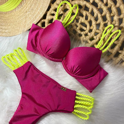 Sexy High Waist Bikini Swimsuit Brazilan Bikini Set Swimwear for Women High Leg Push Up Two Piece Bathing Suits Summer Female