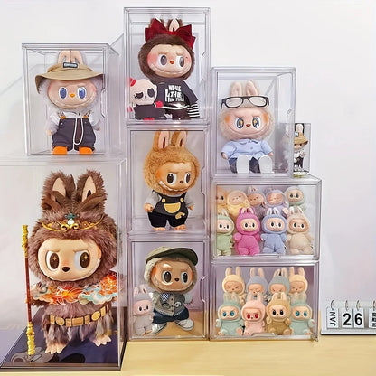 17cmLABUBU Collection Display Cabinet, Acrylic Transparent Storage Box,  for LABUBU V1 V2 V3 Series Doll Collection Display