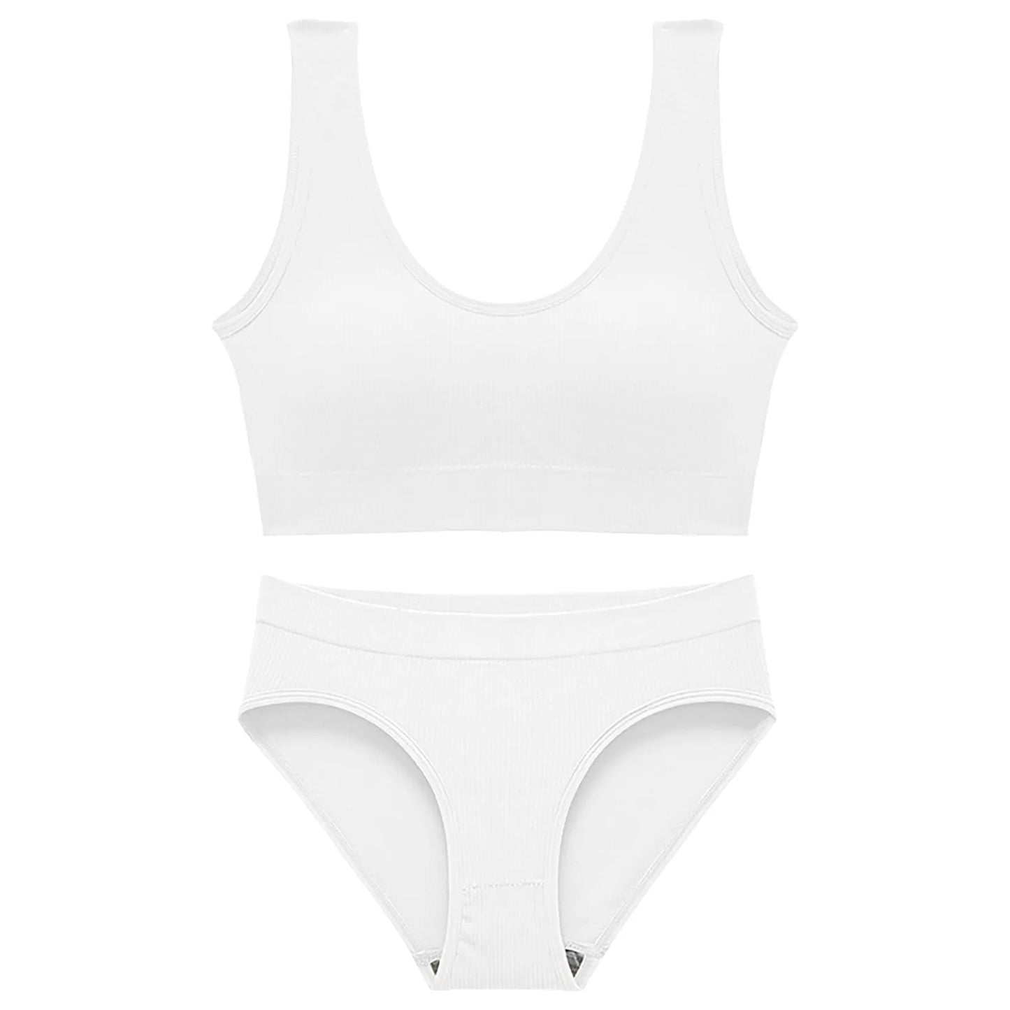 Women Seamless Bra Set Seamless Non Wire Brassiere High Waist Underwear Female Wide Shoulder Strap Vest Bras Set Women Underwear
