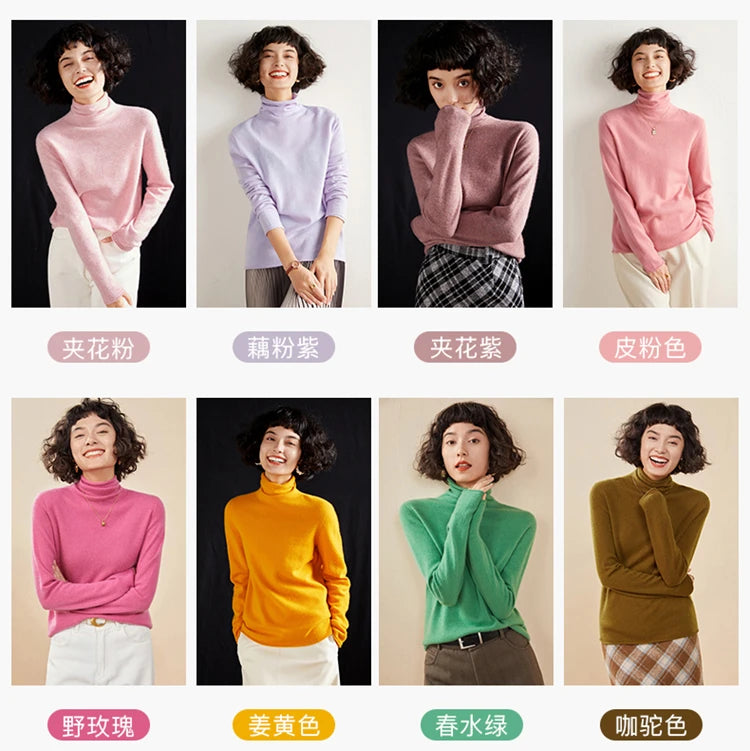 New Women's Cashmere Sweater 100% Pure Cashmere Knitted High Collar Hoodie Hot Selling Soft Solid Color Women's Top