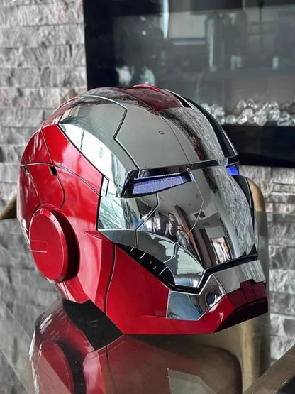 Iron Man 1/1 Cosplay Helmet Mk5 Electric Voice Control Helmet Led Eyes Metal Mask Model Toys Children Adults Christmas Gift