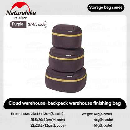 Naturehike 3 Pcs Set Travel Storage Bag Luggage Clothing Underwear Makeup Portable Suitcase Packing Cube Bag Home Storage Nylon