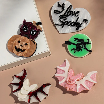 EtherealBe bat and pumpkin lapel pins Halloween set featuring spooky designs and vibrant colors