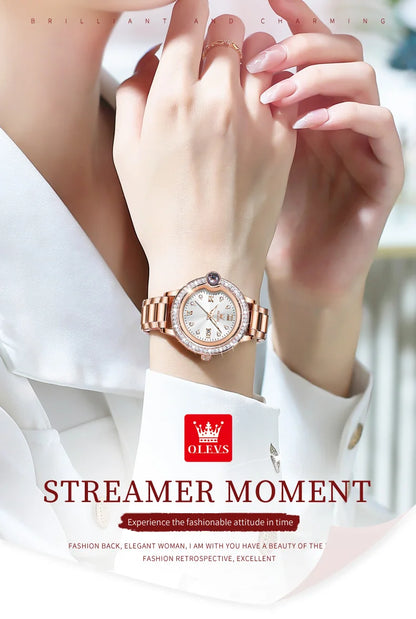 OLEVS 5588 Original Certification Women's Watches Love Expressing Watch Quartz Watch for Lady's Waterproof Date Dress Wristwatch