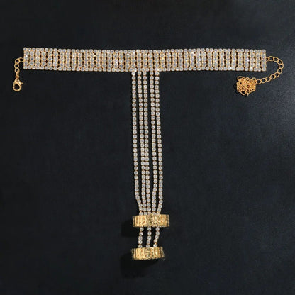 INS Shiny Crystal Multiple Rows Hand Finger Bracelets Jewelry for Women Rhinestone Charm Finger Rings Wrist Chain Bracelet Gift
